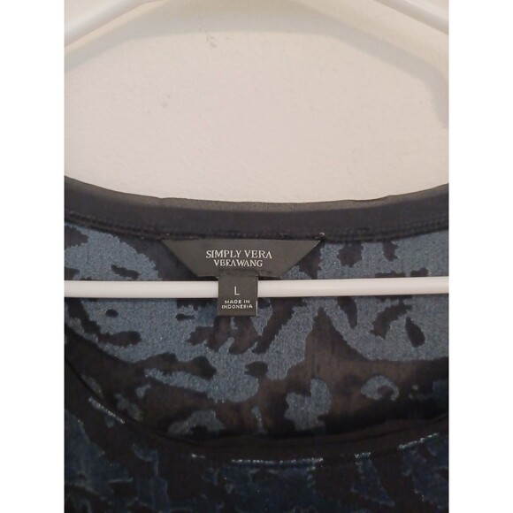 Simply Vera Wang Velvet Burnout Blouse L Gray Black Longsleeve Fairy Whimsigoth - Picture 5 of 10